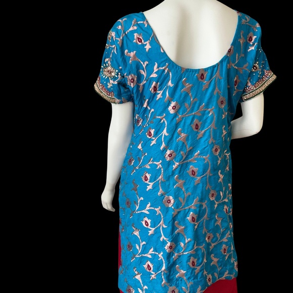 New, Never worn. Beautiful Blue & Red Salwar Kameez suit with Dupatta. - Picture 7 of 16